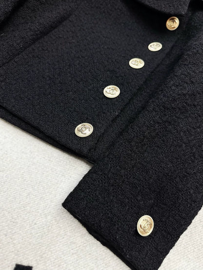 Chanel 20A Black and Gold Collar Jacke