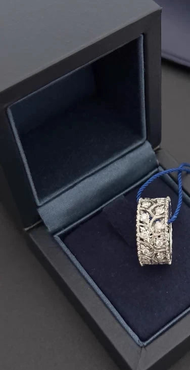 Buccellati Diamond Ring, 18K White Gold, Size 52 (EU)