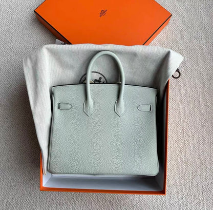 Hermes birkin 25 ice crystal gray gold hardware togo leather B engraved