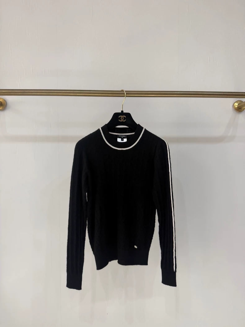 Chanel 23K black cashmere knit sweater