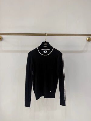 Chanel 23K black cashmere knit sweater
