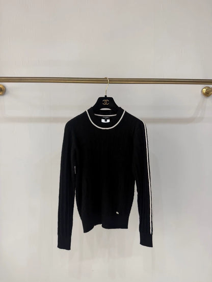 Chanel 23K black cashmere knit sweater