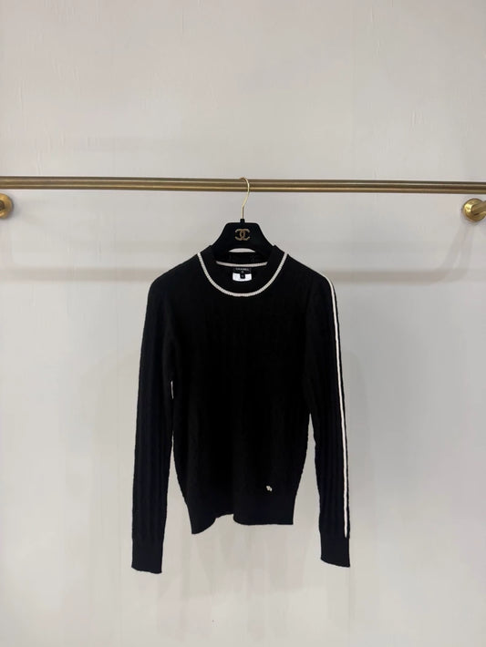 Chanel 23K black cashmere knit sweater