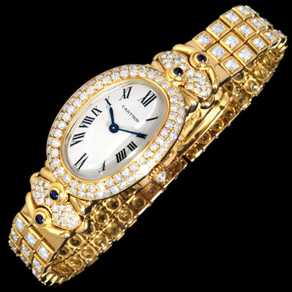 Cartier Baignoire Full Diamond 18K Solid Gold Celebrity Ladies Quartz Wrist watch