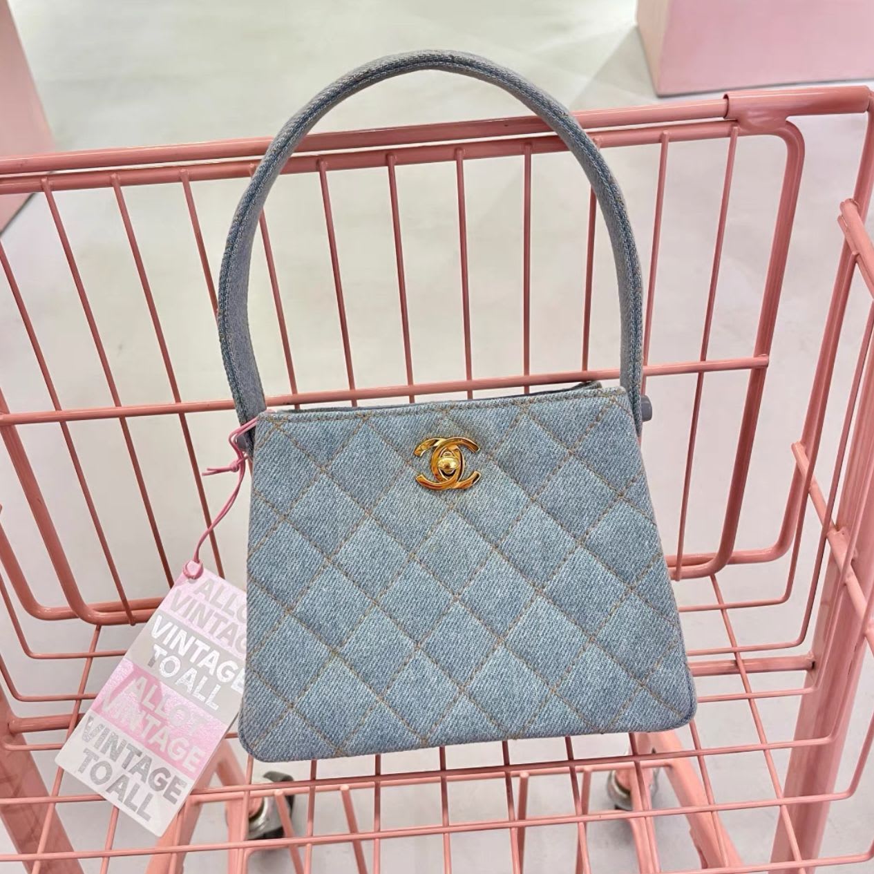 Chanel Kelly blue denim handbag