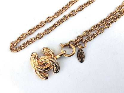 Chanel Vintage 81-85 Gold Plated Quilted Coco Mark Necklace