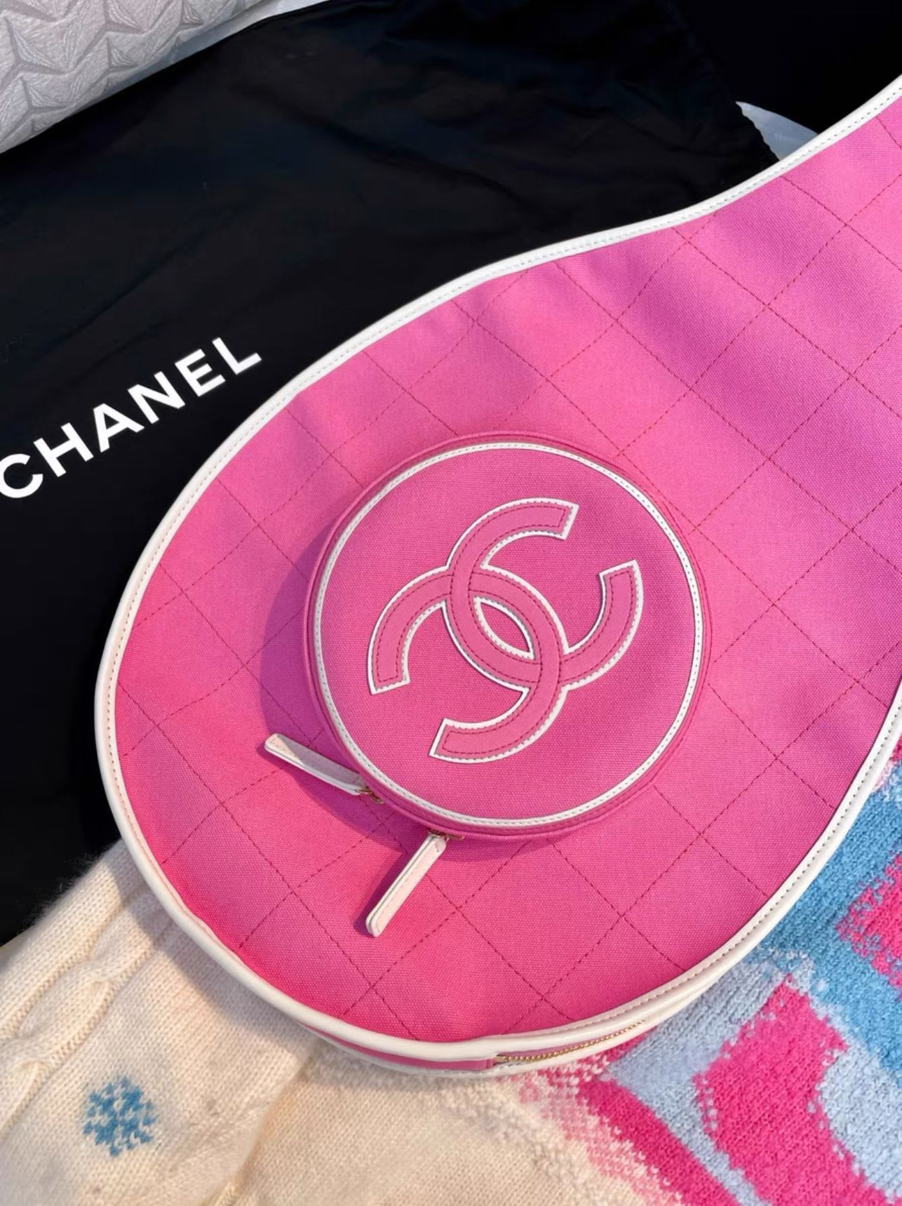 Chanel 23C Pink Large Tennis Racquet Bag