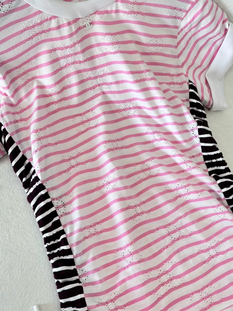 Chanel 24S Pink Striped T-Shirt