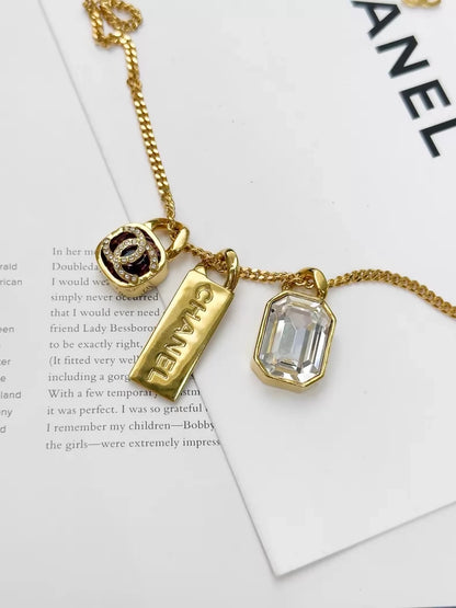 Chanel 21S Vintage style  Three Pendants Chain Necklace