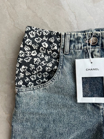 Chanel 25B floral print flared jeans