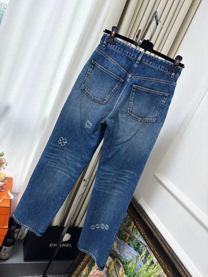 Chanel 24B blue straight leg jeans
