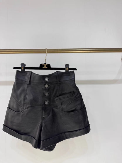 Saint Laurent high-waisted leather shorts
