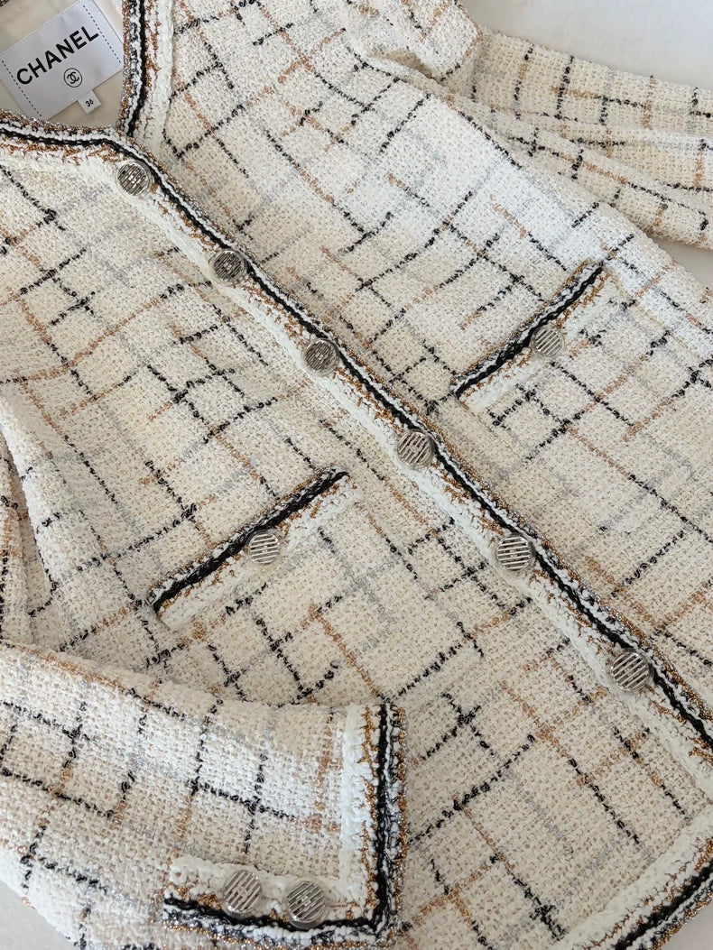 Chanel 2016 White Check Tweed Jacket