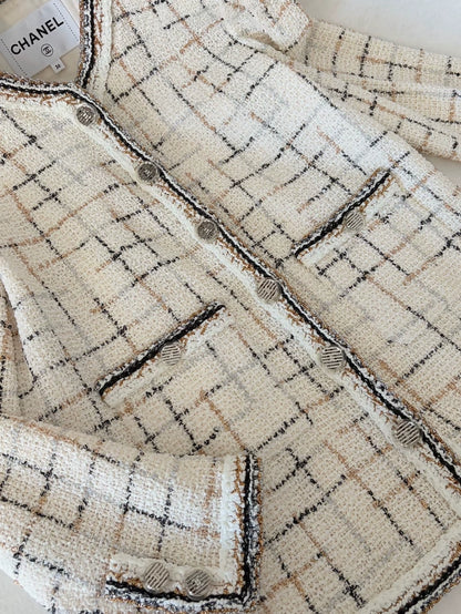Chanel 2016 White Check Tweed Jacket