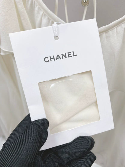 Chanel white silk top