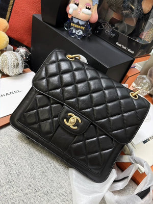 Chanel 23S Black Quilted Messenger Bag