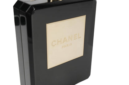 Chanel Minaudiere Perfume Clutch Black Acrylic Light Gold Hardware minaudiere