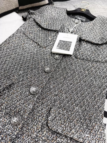 Chanel 21A silver shimmering long dress