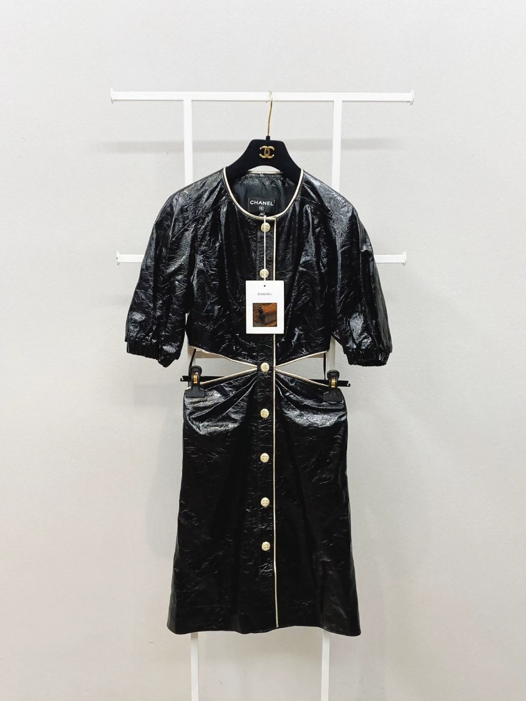 Chanel 22S black leather dress