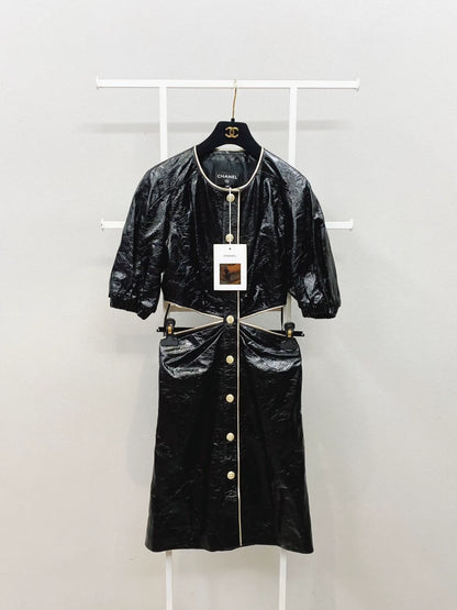 Chanel 22S black leather dress