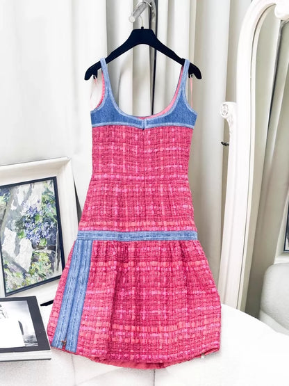 Chanel 17K pink tweed denim jacket and dress