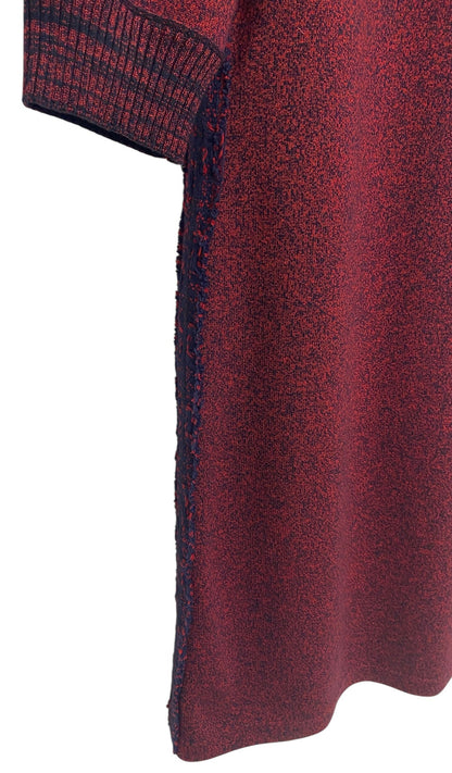 Chanel 2019 Burgundy Navy Wool Cashmere Tweed Trim CC Buttons Dress FR 40