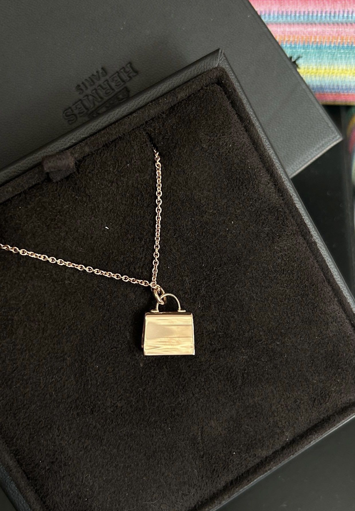 Hermes New Kelly Rose Gold Diamond Necklace