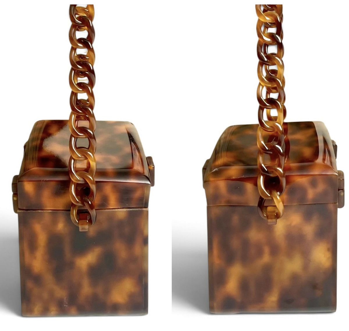 Chanel 1994-1996 Tortoiseshell Plexiglass Mini Box Vanity Bag extra rare