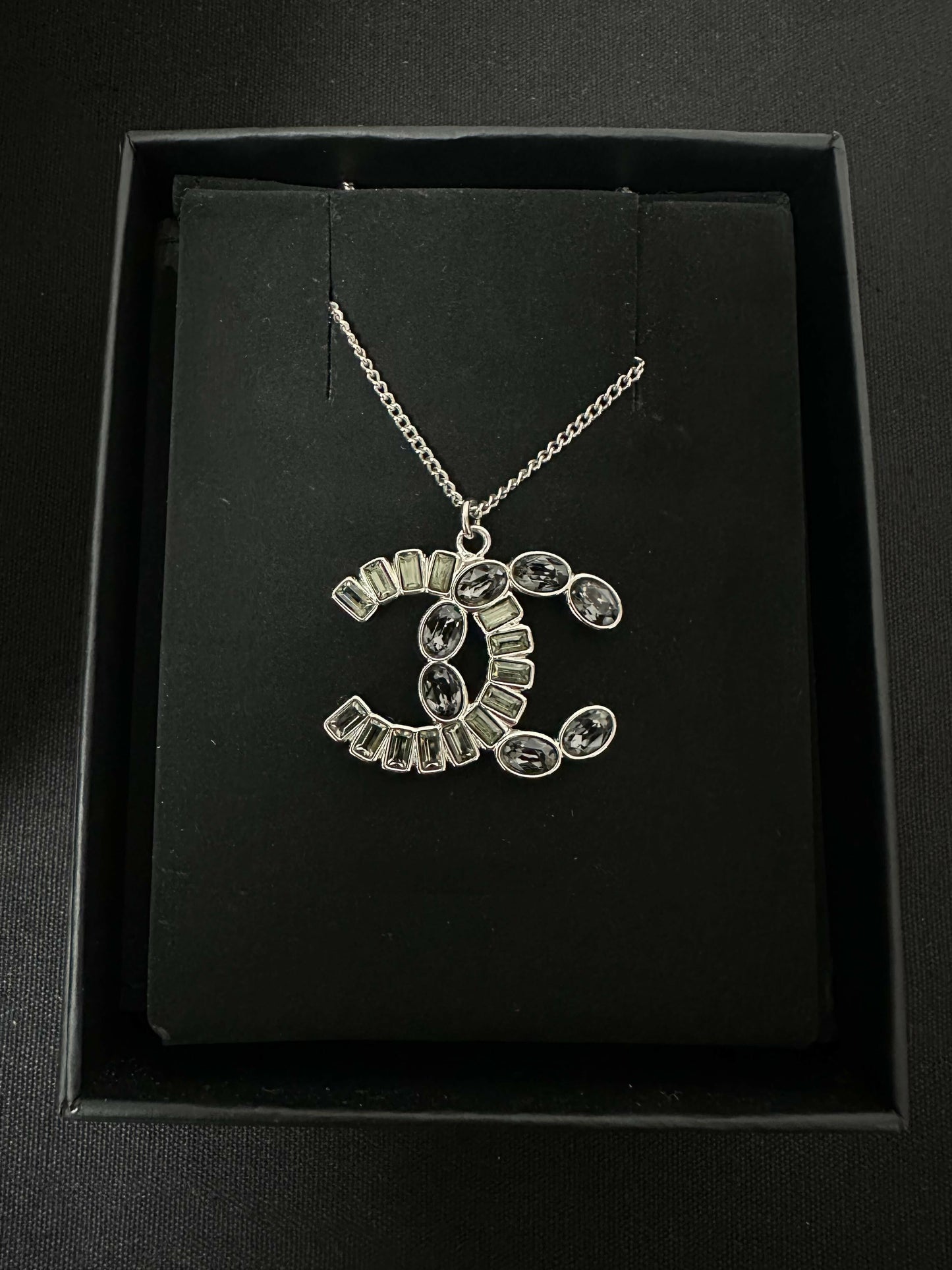 Chanel 2017 Rhinestone & Metal CC Pendant Necklace