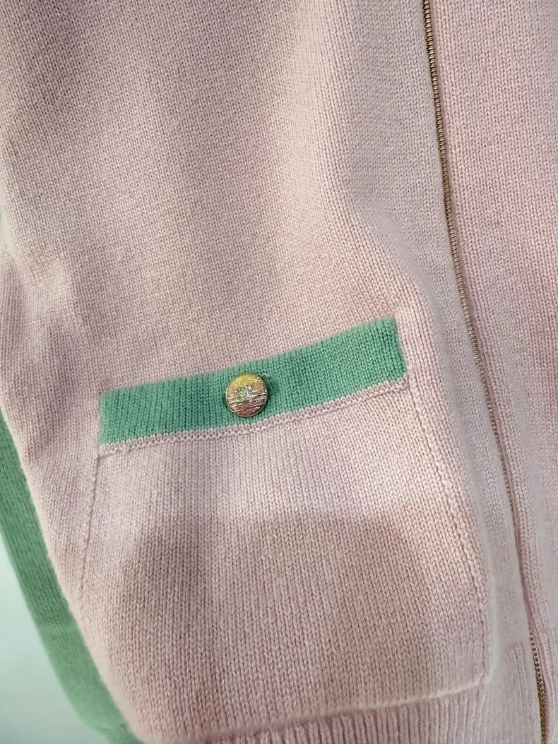 Chanel 24C pink green Cashmere Cardigan