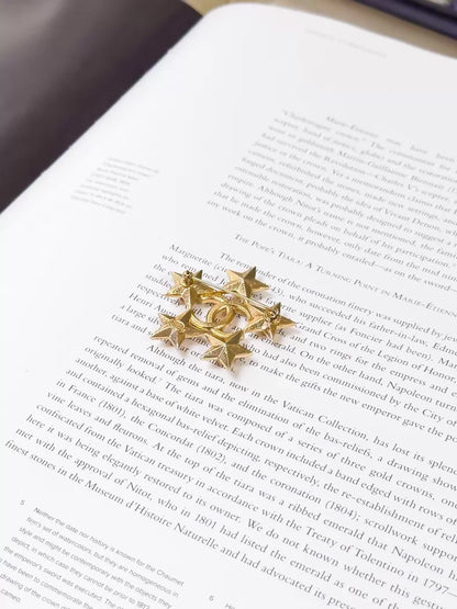 Chanel 17C Gold Pentagonal Star Double C Brooch