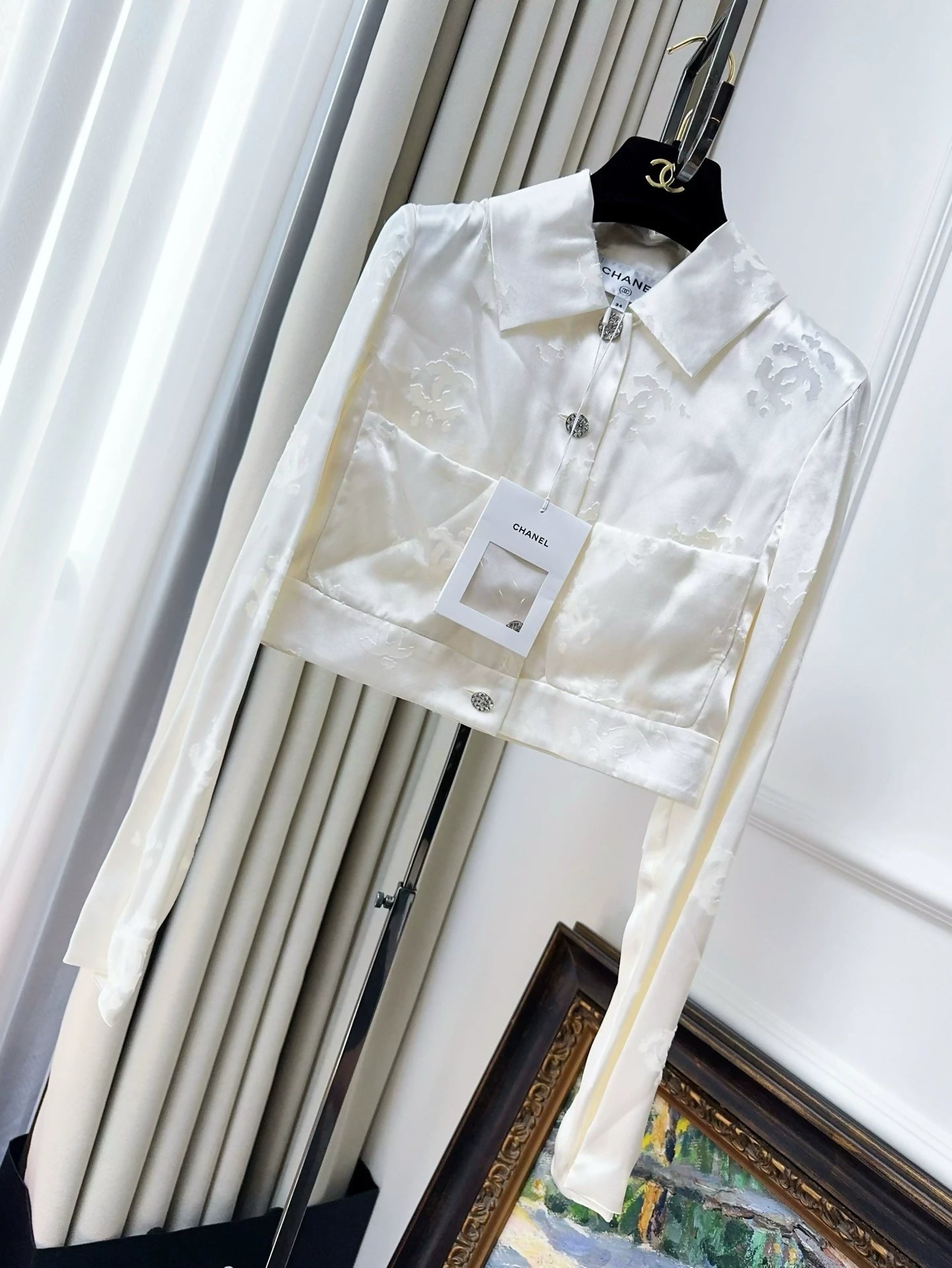 Chanel 22A white silk jacket