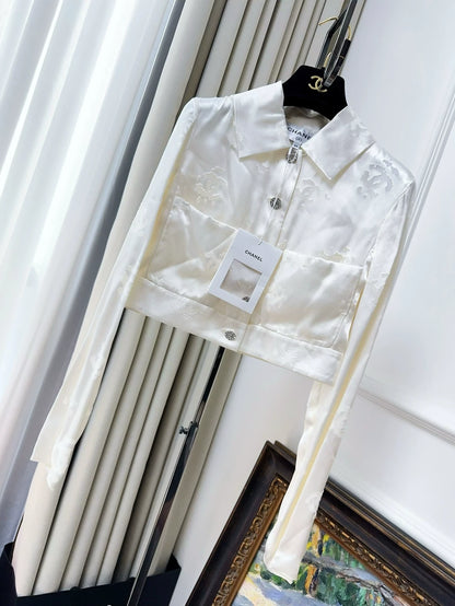 Chanel 22A white silk jacket