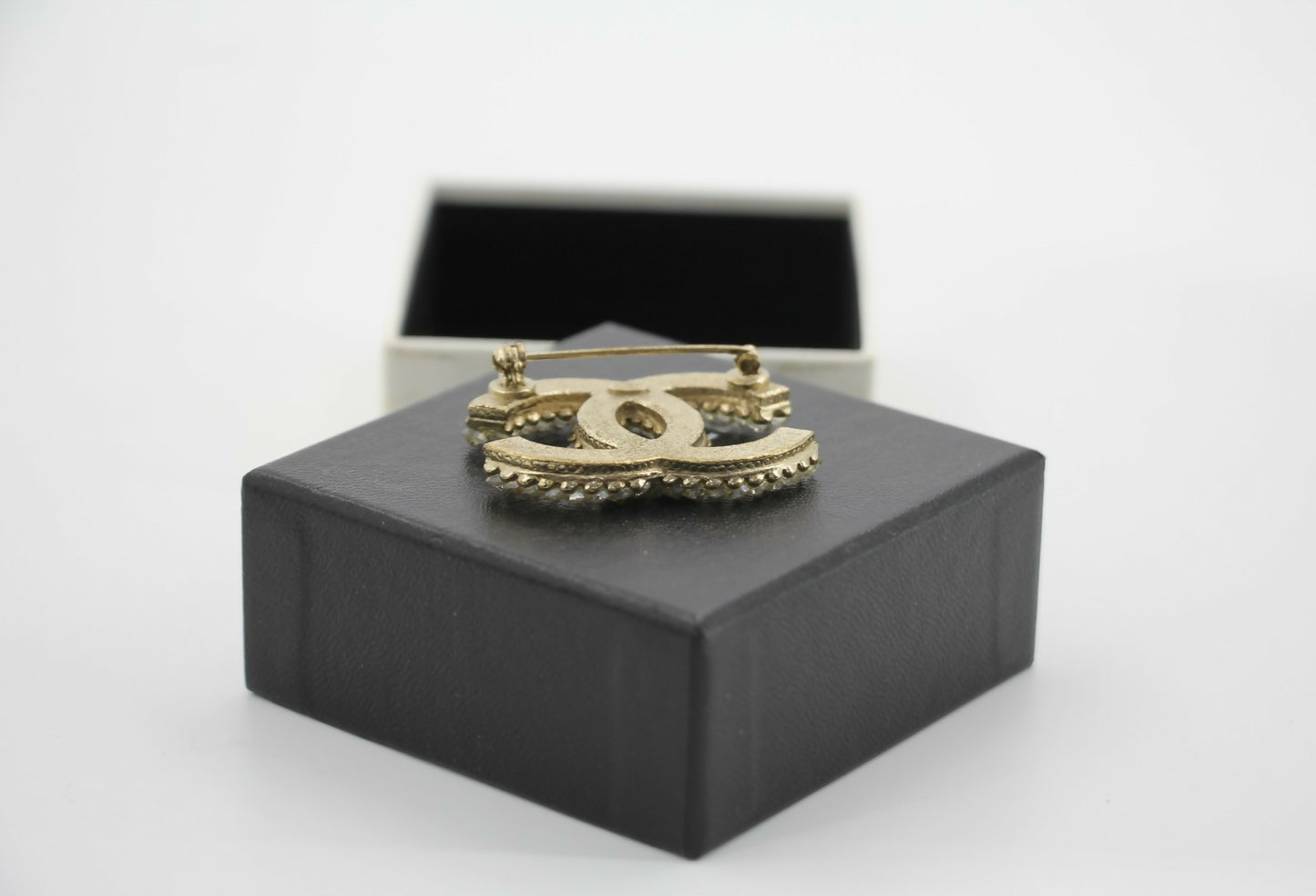 Chanel A12A Rhinestone Beige CC Brooch