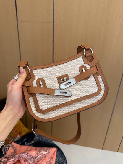 Hermes Mini Gypsy Gold and Brown Canvas with palladium hardware