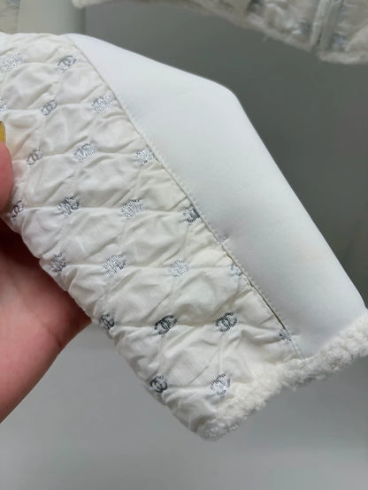 Chanel 21N ecru white Embroidered Lambswool Jacket