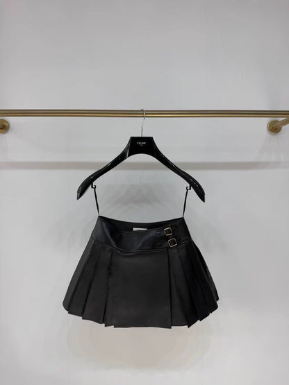 Celine pleated leather skirt