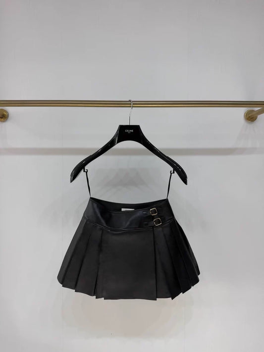 Celine pleated leather skirt
