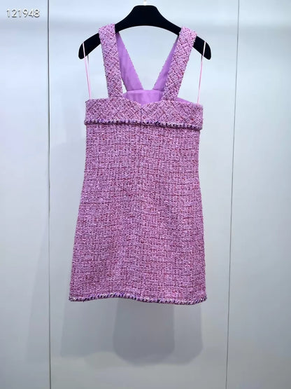 Chanel 22P pink tweed dress