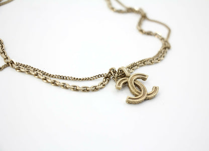 Chanel A21V Rhinestone and Metal Double-Layer Embossed Choker Necklace