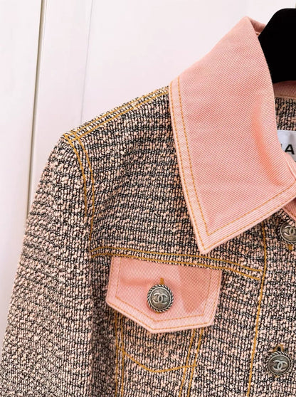 Chanel orange and pink tweed jacket