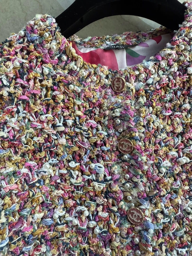 Chanel 21p Rose tweed Cardigan,