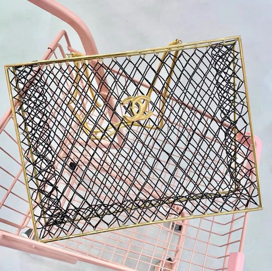 CHANEL Chanel Rare Spring 1997 Vintage Runway Gold Cage Large Shopping Tote Bag - Dimensions: length 41, width 12, height 31 Tote Bag - Secondhand luxury from Wararni