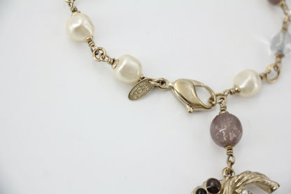Chanel Vintage 11A Imitation Pearl Gripoix Bead Transparent Purple Bracelet