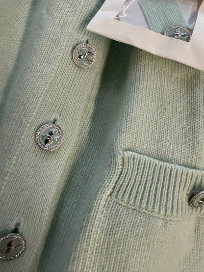 Chanel 25s Green Cardigan