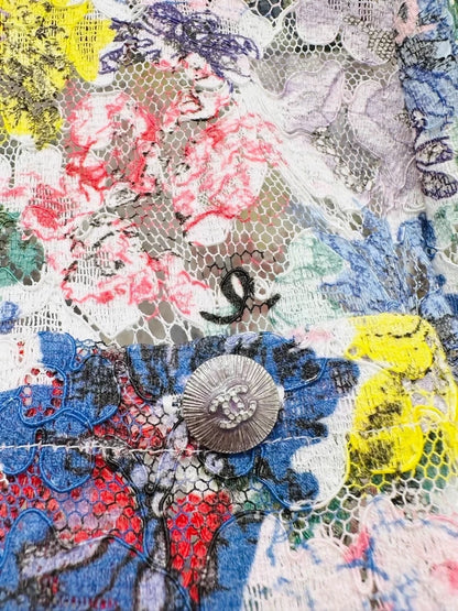 Chanel 24S Colorful Floral Lace All-over Logo Long-Sleeve Shirt