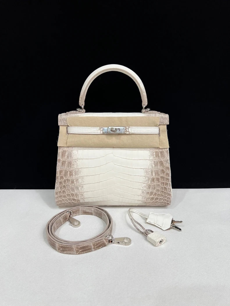 Hermes Kelly 25 Himalayan crocodile leather palladium hardware