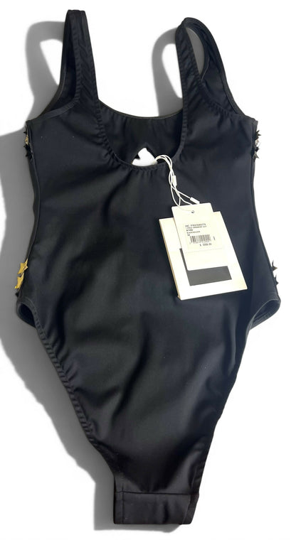 CHANEL 24C RUNWAY NEW TAGS BLACK GOLD STAR APPLIQUÉ SWIMSUIT FR 34