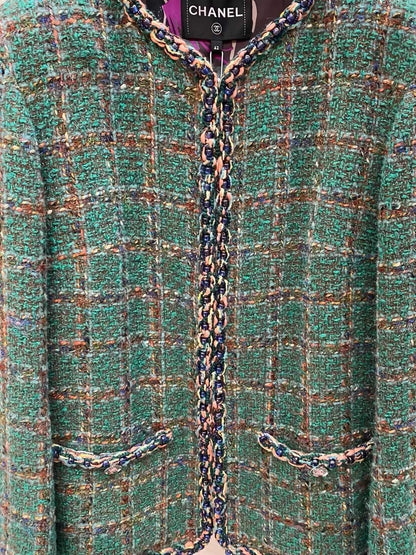 Chanel 23A tweed green jacket