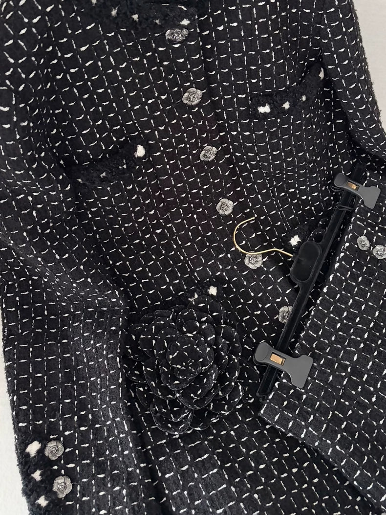 Chanel 23K black and white tweed jacket